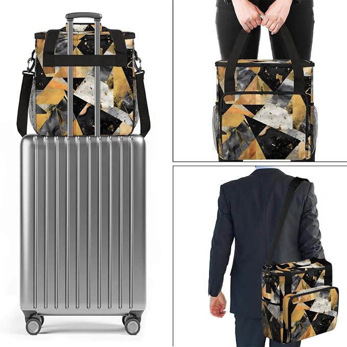 Black Gray Gold Marble Coffee Maker Carring Bag, Large Insulated Storage - Image 7