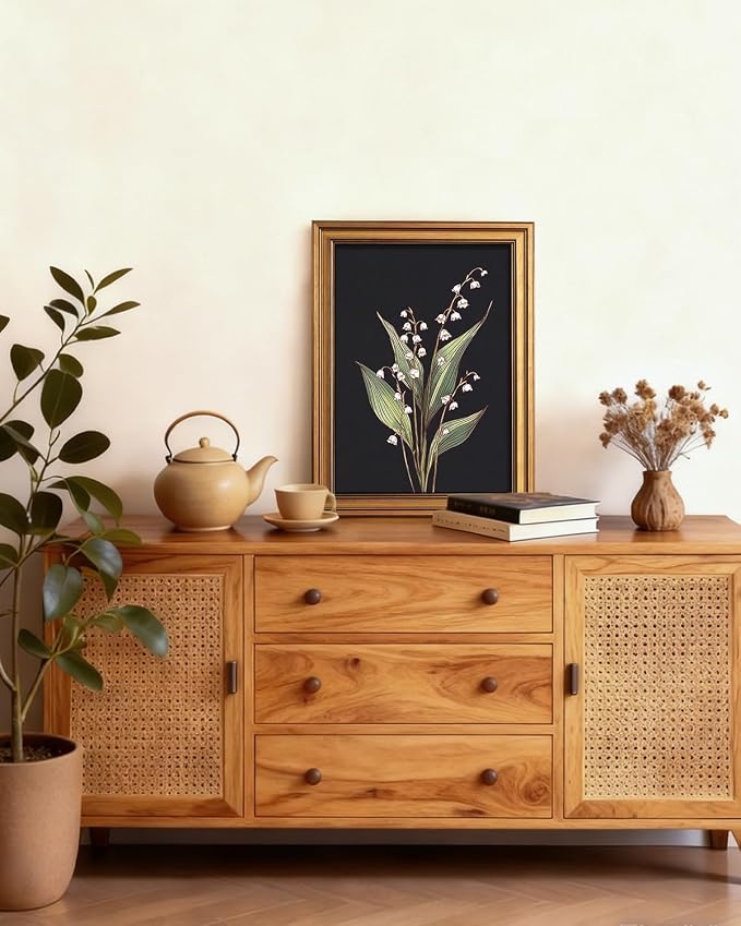ARPEOTCY Gold Framed Canvas Wall Art, 12x16 Inch Vintage Botanical Floral Art - Image 2