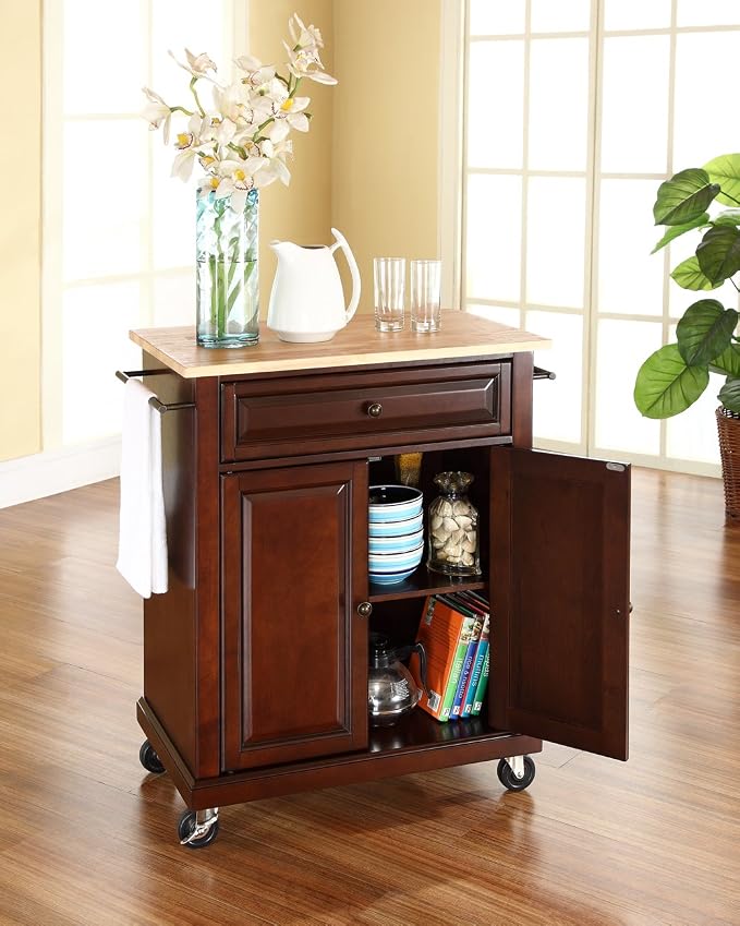 Crosley Furniture Compact Wood Top Small Rolling Cart - Image 4