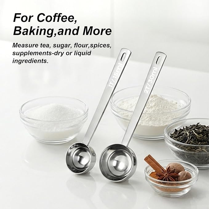 2PCS Coffee Scoop for Ground Coffee Stainless Steel Measuring Spoons Long - Image 2