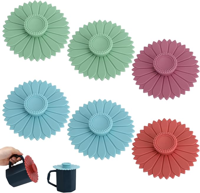 6 Pcs Sunflower Silicone Stretch Lids Multicolored by Unknown