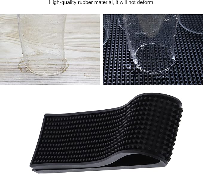 Rectangular Bar Mat Non Slip Glass Drip Mat Rubber Placemat - Image 5