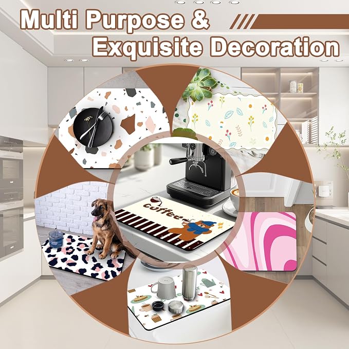 Dish Drying Mat for Kitchen Counter, Super Absorbent & Stain-Resistant - Image 6