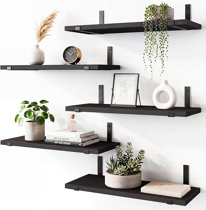 Fixwal Floating Shelves for Wall, Rustic Wood Wall Storage Shelves for Bedroom by Fixwal