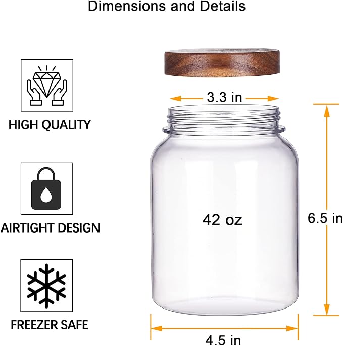 YUEJUM 42 Fluid Ounces Unbreakable & Dishwasher Safe Plastic Apothecary Jar - Image 2