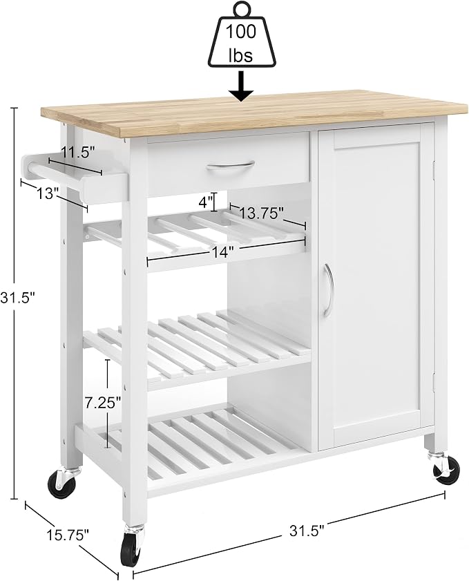 Kitchen Island with Towel Rack and Shelves - Image 6