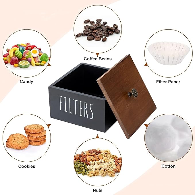 Coffee Filter Holder, Wooden Coffee Filter Container Coffee Filter Storage - Image 7
