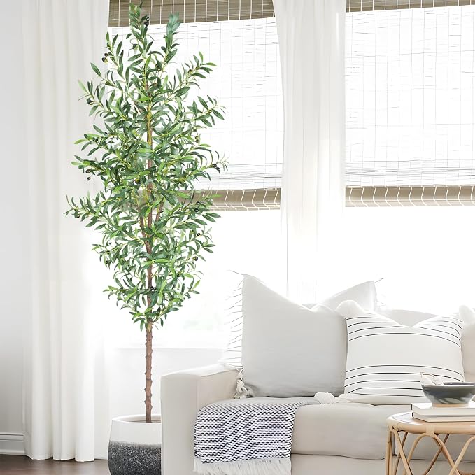 Artificial Olive Tree, 7FT Tall Faux Olive Trees 84in Outdoor Fake Potted Silk - Image 7