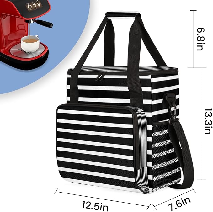 Black and White Striped Coffee Machine Bag Compatible - Image 2