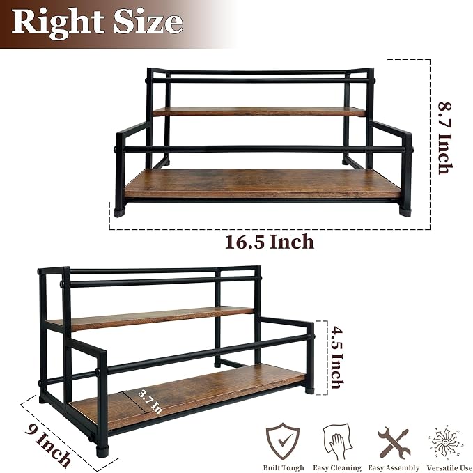 2 Tier Coffee Syrup Organizer 10 Syrup Bottle Holder Coffee Syrup Rack - Image 2