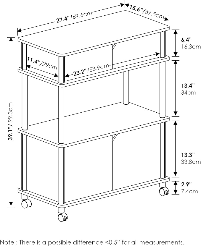 Furinno Turn-N-Tube Kitchen Storage Cart - Image 3