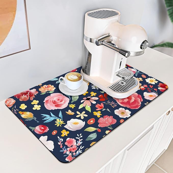 Colorful Floral Coffee Mat Dish Drying Mats - Image 2