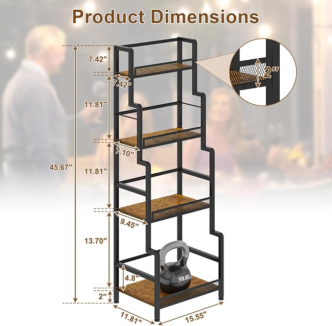 Hayexiha 4-Tier Stepped Freestanding Wine Rack, Large Capacity Liquor Cabinet - Image 6