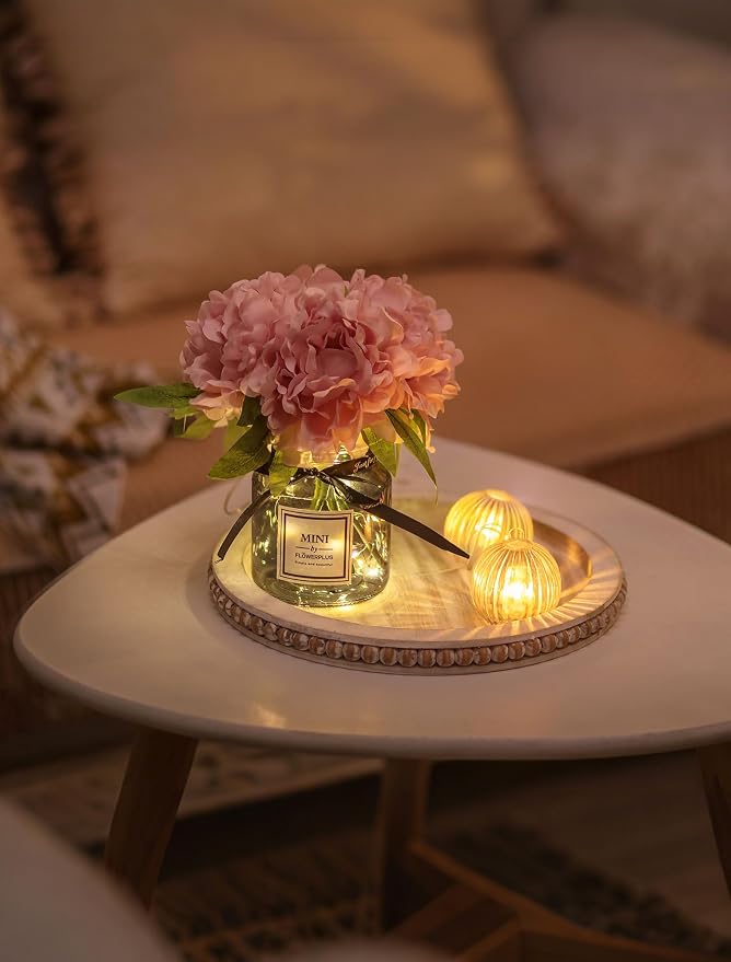 BLOSMON Pink Artificial Flowers in Vase: Fake Hydrangea - Image 6