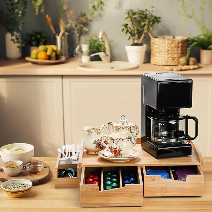 SOUJOY Bamboo Drawer Organizer for Coffee Pod, K Cup Organizer for Counter - Image 2