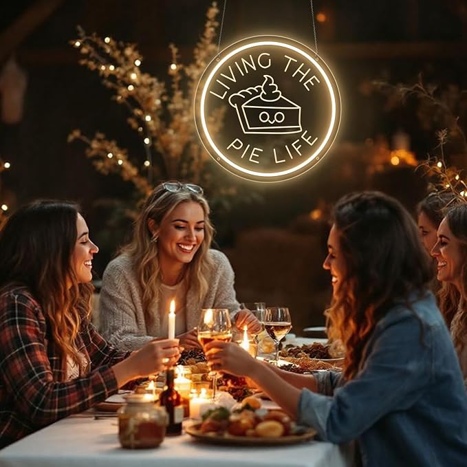 Living The Pie Life Neon Sign for Wall Decor Dimmable LED Neon Light Pie Cake - Image 3