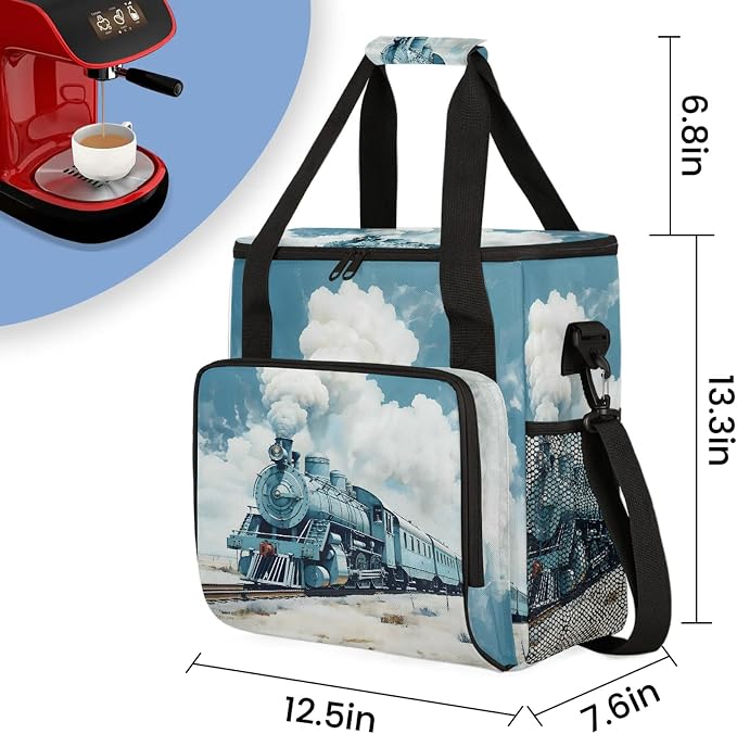 Steam Train Coffee Maker Carring Bag, Large Insulated Storage Organizer Case - Image 2