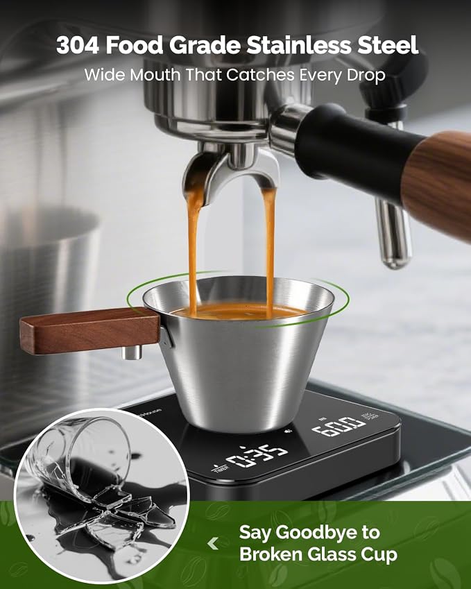 Maestri House Espresso Measuring Cup, Stainless Steel Espresso Shot Cup - Image 2
