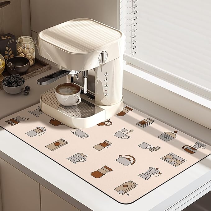 Coffee Mat - Fashion Absorbent Coffee Bar Mat - Drying Mat Waterproof Protects by Vehcimbev