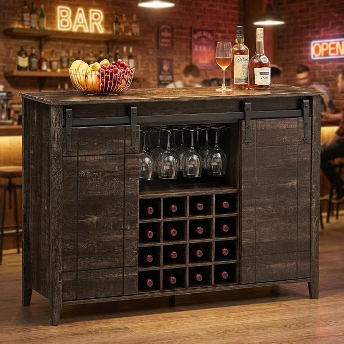 Bar Cabinet, Farmhouse Storage Cabinet Cupboard Table by SLEKVERSA