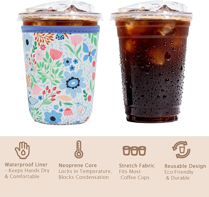 Reusable Insulated Sleeve for Iced Coffee Cup, Coffee Neoprene Sleeve for Cold - Image 6