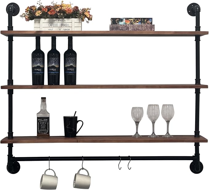 Industrial Pipe Shelving Pine Shelf, Pipe Shelves - Image 8