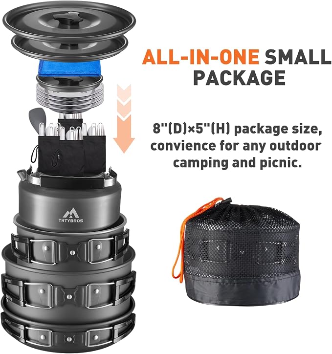27pcs Camping Cooking set for 2-4 People, Portable Cookware Set - Image 4