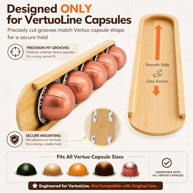 Bamboo Coffee Pod Holder, Adhesive Wall Mount - Image 2