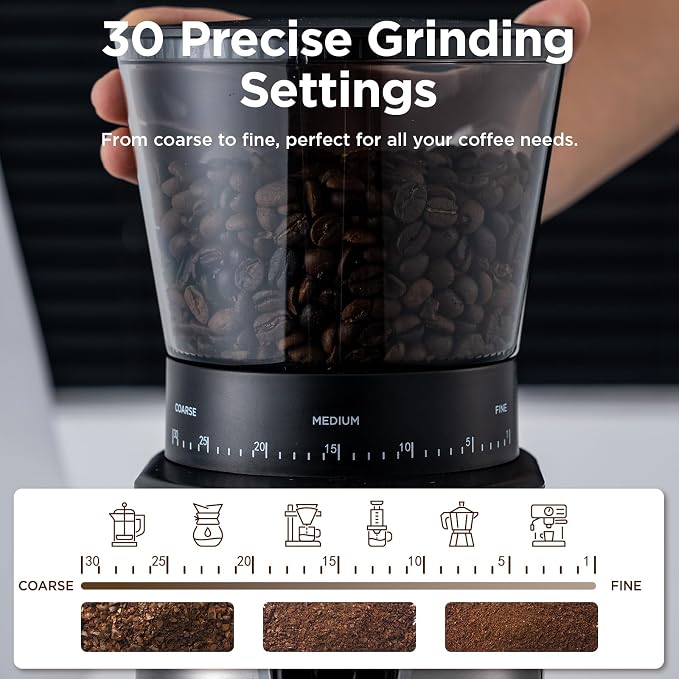 Ollygrin Burr Coffee Grinder, Electric Conical Coffee Bean Grinder - Image 5