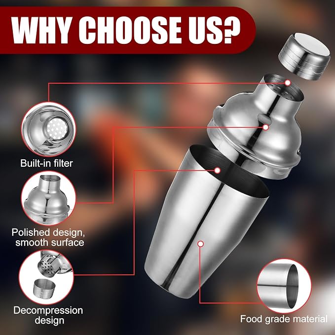 Nitial 9 Pcs Bar Cocktail Shaker Professional Stainless Steel Martini Drink - Image 3