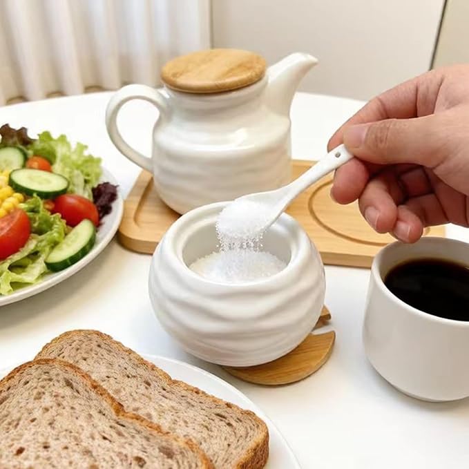 Ceramic Sugar and Creamer Container Set, 12oz Cream Pitcher and 7.5oz Porcelain - Image 6