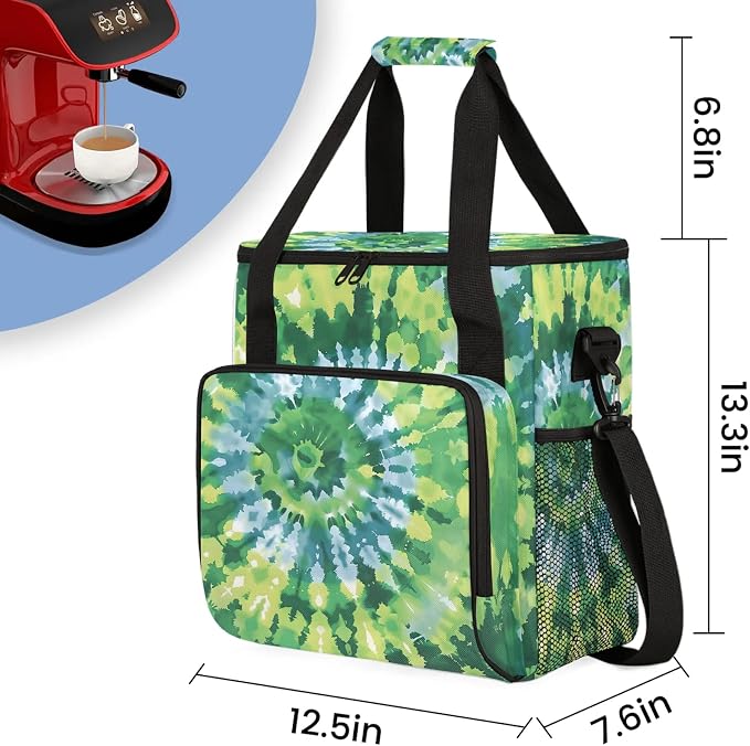 Tie Dye Green Coffee Maker Carring Bag, Large Insulated Storage Organizer Case - Image 2