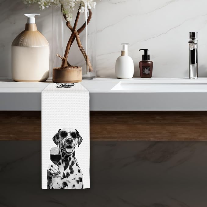 Dalmatian Gifts Wine Dog Kitchen Towels, Gifts - Image 5