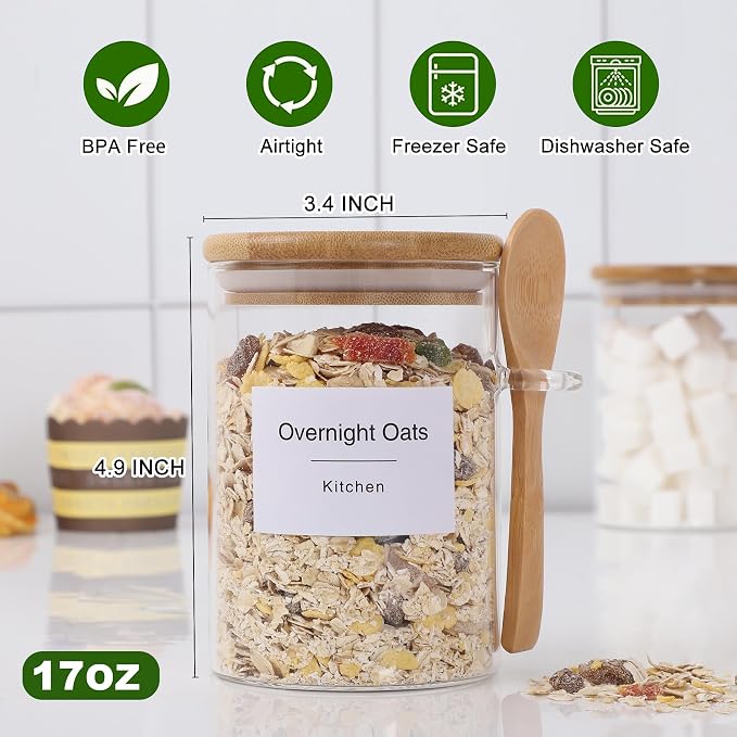 TIPGO Sugar Jar Bath Salt Container – 17 oz Glass Jar - Image 3