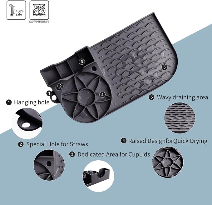 Bottle Drying Rack for Stanley, Water Bottle Drain Pad for Owala Thermos Cups - Image 3