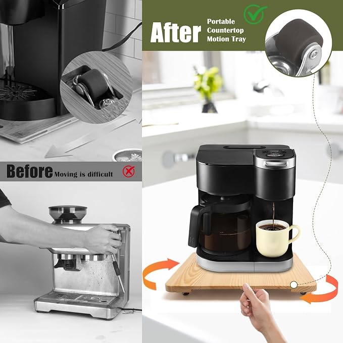 360° Rolling Tray for Coffee Maker, Sliding Tray Countertop Appliance Slider - Image 7