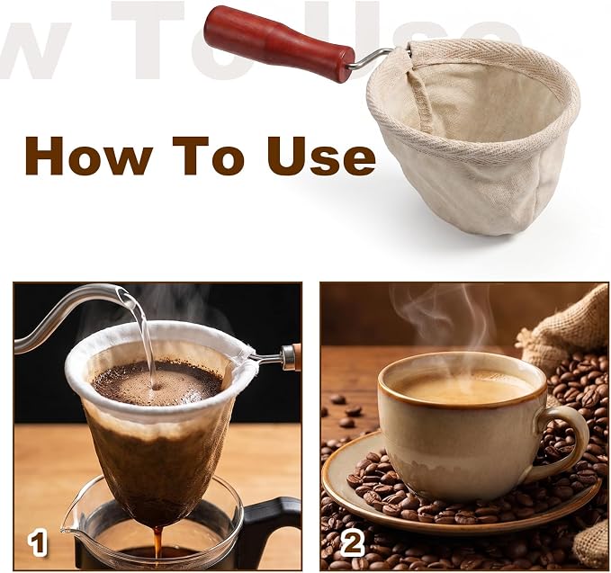 2PCS Cloth Coffee Filter Reusable Coffee Strainer Pour over Cup Strainer - Image 6