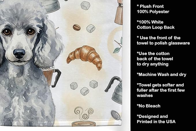 Caroline's Treasures Standard Silver Poodle Coffee Bar Kitchen Towel Velour - Image 4