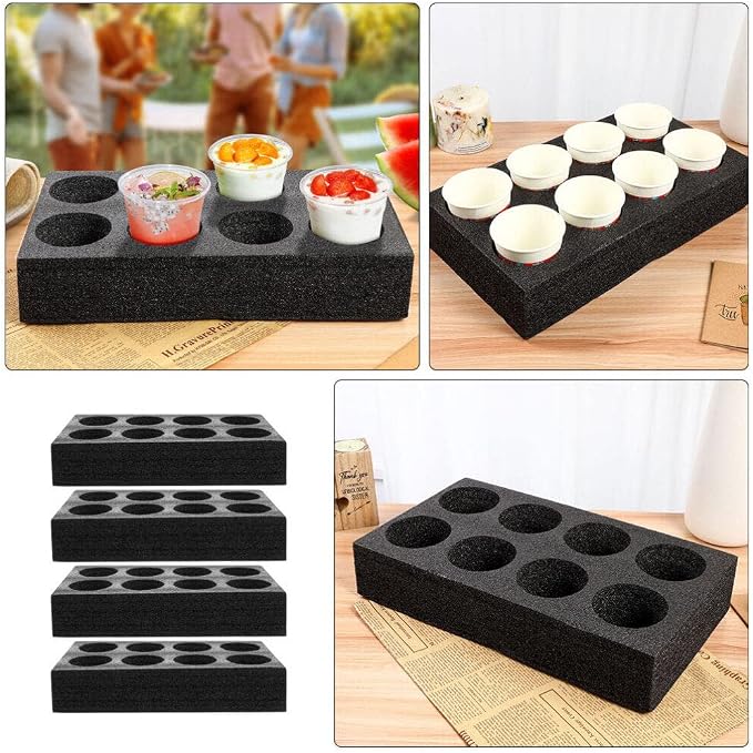 GANAZONO 4pcs 8-Hole Cup Holder Tray Foam Beverage Carrier Takeout Drink - Image 8