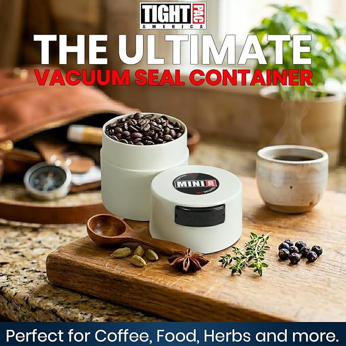 TIGHTPAC MINIVAC Portable Vacuum Seal Airtight Container – Keeps Coffee Beans - Image 2