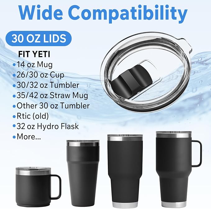 30 oz Tumbler Lid, 2 Pack Magnetic Slider Replacement Lids - Image 3