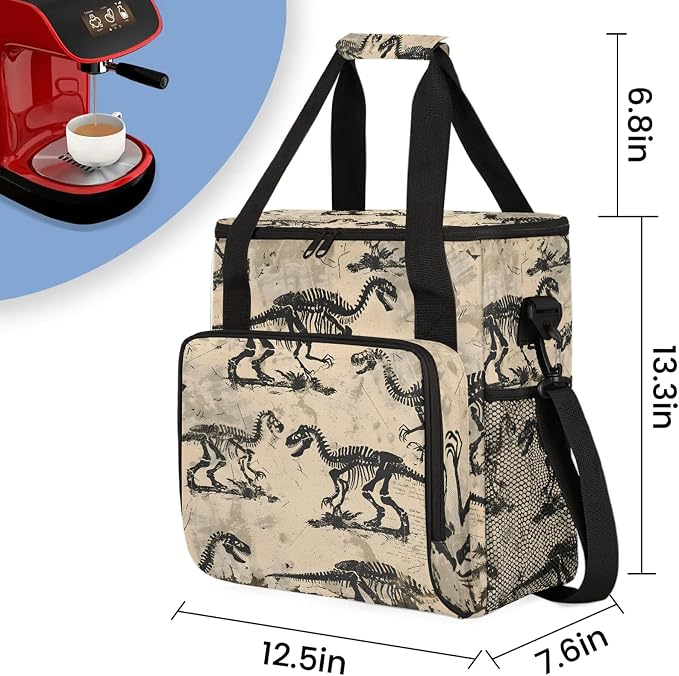 Cool Dinosaur Skeleton Coffee Maker Carring Bag, Large Insulated Storage - Image 2