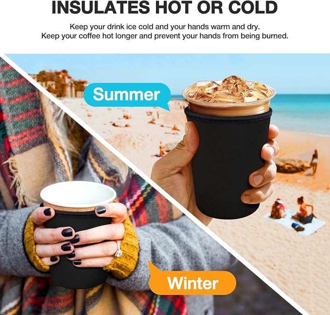 Iced Coffee Cup Sleeve for Large Sized Cups, Reusable Neoprene Iced Coffee Cup - Image 4