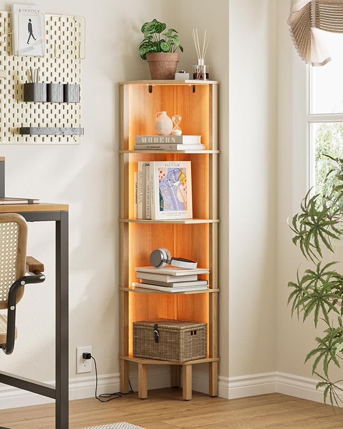 Corner Shelf Stand, 5 Tier Corner Bookshelf by Apetaccat