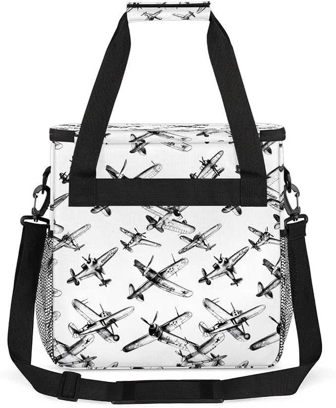 Airplane Pattern Coffee Maker Carring Bag, Large Insulated Storage Organizer - Image 5