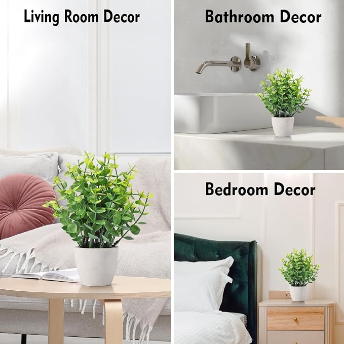 FAVOWREATH 2 Pack Fake Plants Ceramic Mini Artificial Greenery Potted Plants - Image 4