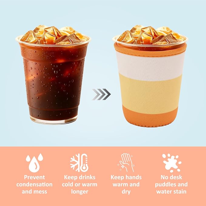 4 Pack Iced Coffee Sleeve, reusable Neoprene Cup Sleeves Suitable - Image 4