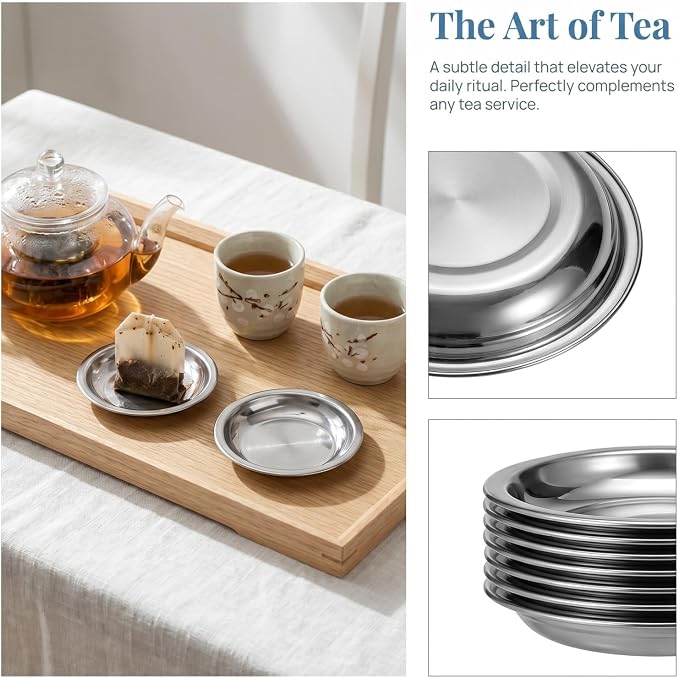 Hemobllo 6pcs Stainless Steel Tea Bag Holders 2.4" Small Drip Tray Spoon Rests - Image 4