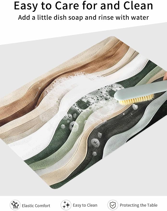 Abstract Wave Texture Coffee Mat Retro Brown Brown Bump Absorbent Bar Mat - Image 7