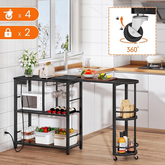 HOOBRO L-Shaped Bar Table, Home Bar Unit - Image 4